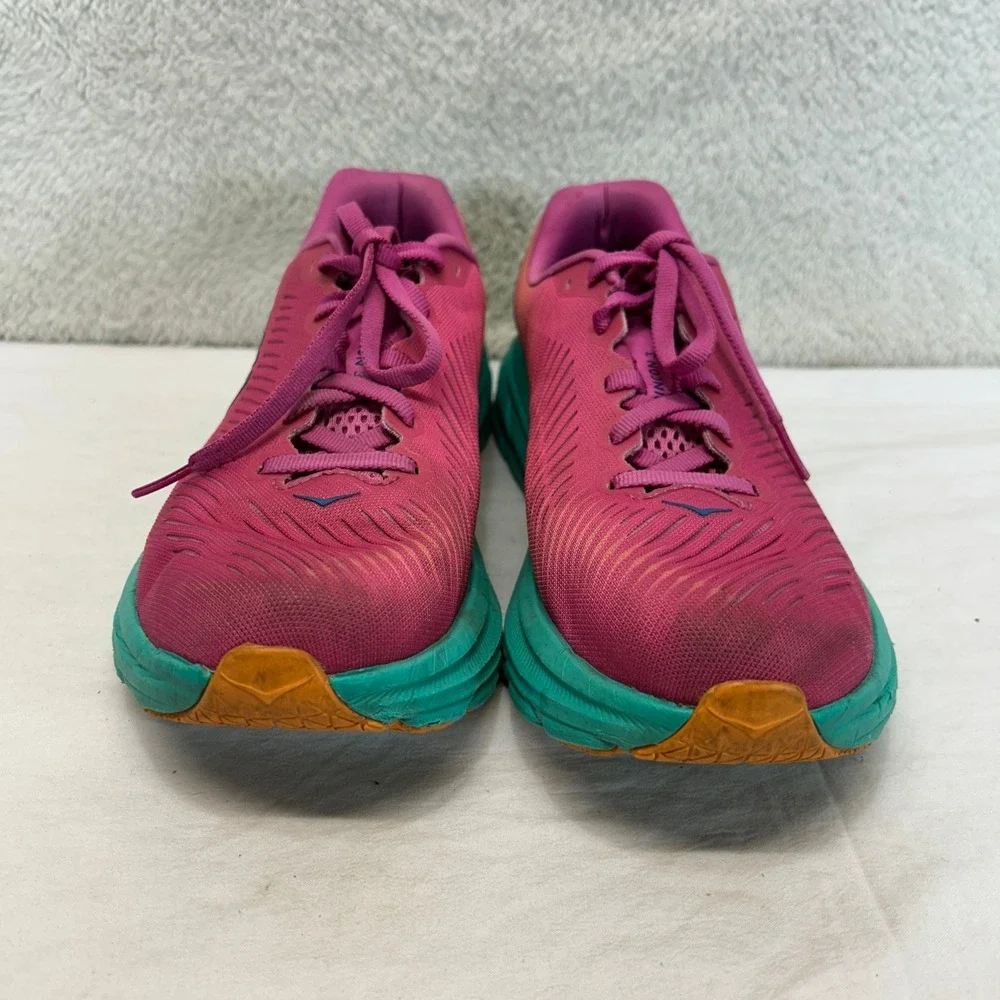 Hoka‎ Rincon 3 Women 6.5B Pink Teal Running Shoes 1119396 PPAT Mesh Athletic